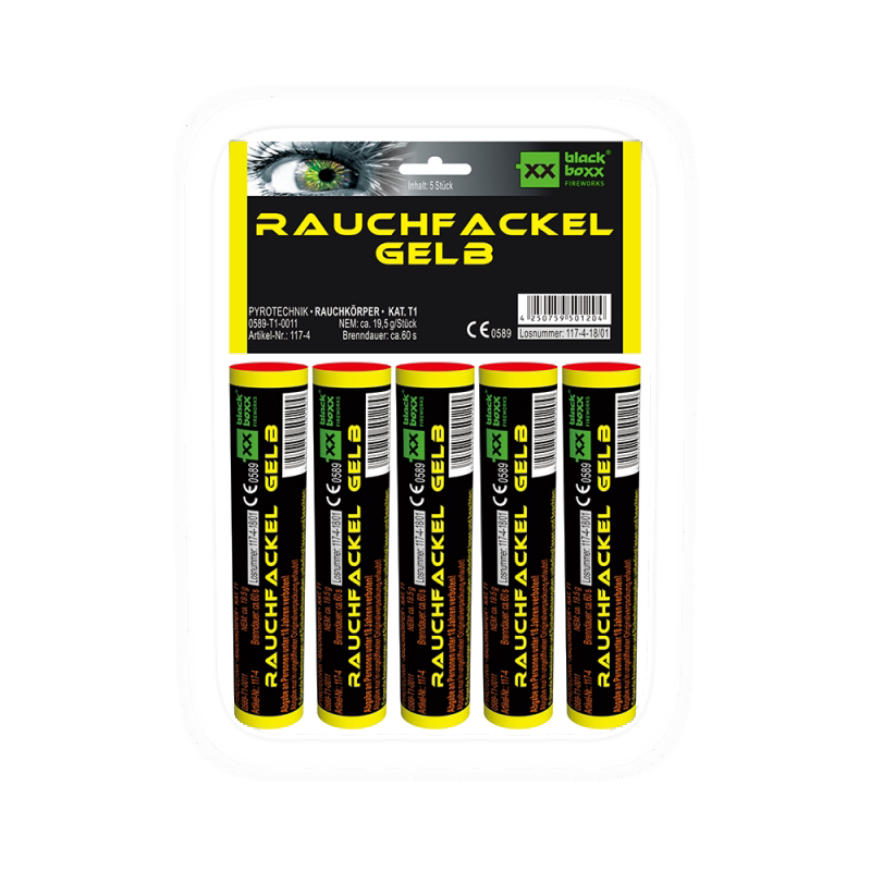 Rauchfackel Gelb, 5er Pack