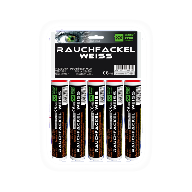 Rauchfackel Weiss, 5er Pack